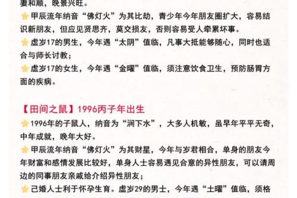 1996年属鼠的五行命理解析与生活指导